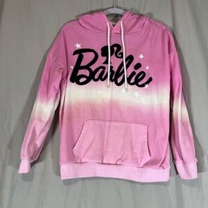 Barbie Pink Ombre Logo Hoodie Sweatshirt XS Stars Dip Dye Fleece LH12402HG